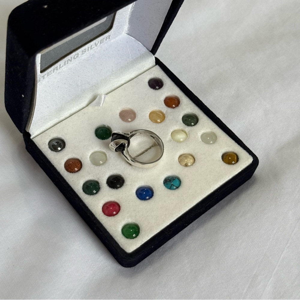 925 Sterling Silver Vintage Ring with Interchangeable Stones - Picture 2 of 5